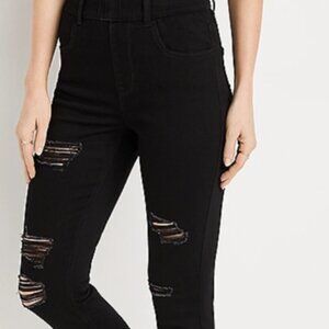 Maurices -  Black Cool Comfort Pull On Super High Rise Ripped Jegging- xsmall